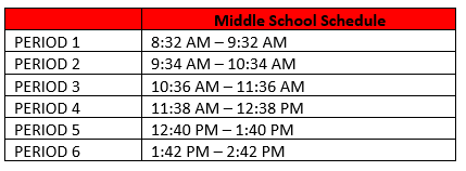 Middle School Schedule 