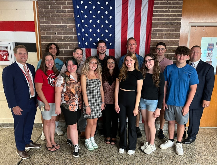 The students selected for the NYSSMA All-State Conference express their excitement alongside several of the administrators an The students selected for the NYSSMA All-State Conference express their excitement alongside several of the administrators an